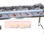 اجاق چهار شعله خطی صنعتی | مناسب پخت سنگین برای رستوران‌ها
